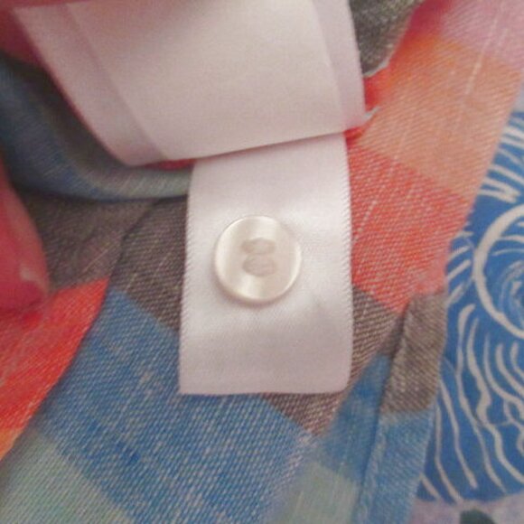 Gap Rainbow Stripe Linen Boyfriend Shirt Size L Button Up Long Sleeves Oversized - Picture 11 of 11